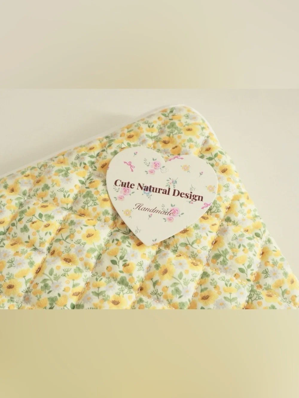 Yellow Floral Quilted Laptop Sleeve